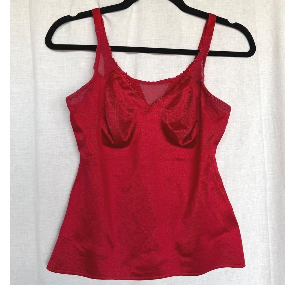 Ruby Ribbon Cami Red Mesh Trim Shapewear Layering Base Layer Camisole Womens 38
